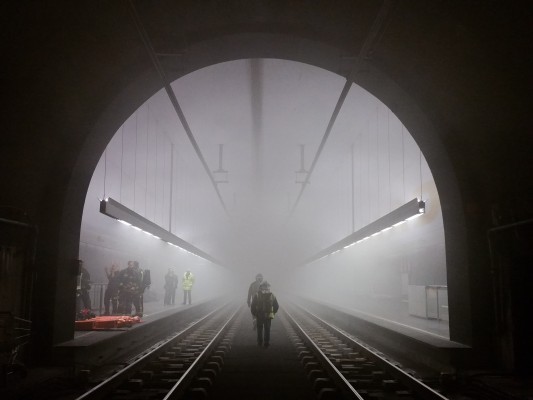 Simulacro de incendio de un tranvía en Alicante en el túnel entre Mercado y MARQ