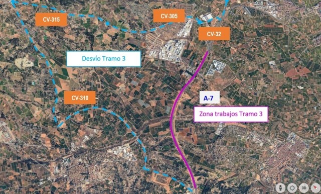Cortes al tráfico por obras en la A-7 sentido Alicante hasta finales de abril