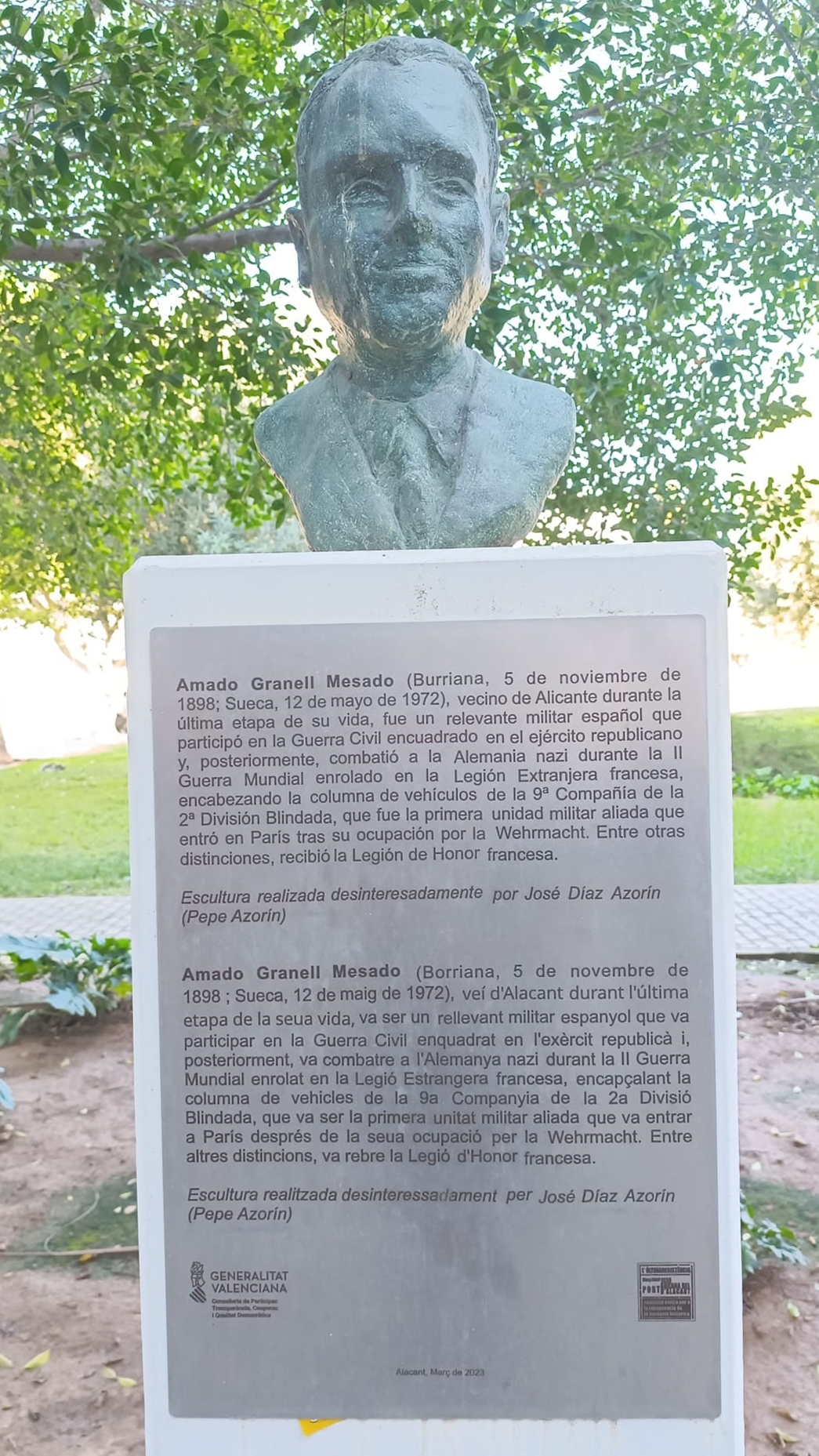 Busto de Amado Granell. Universidad de Alicante