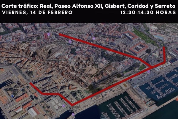 El centro de Cartagena, con cortes de tráfico este jueves, viernes y sábado por actos y obras militares