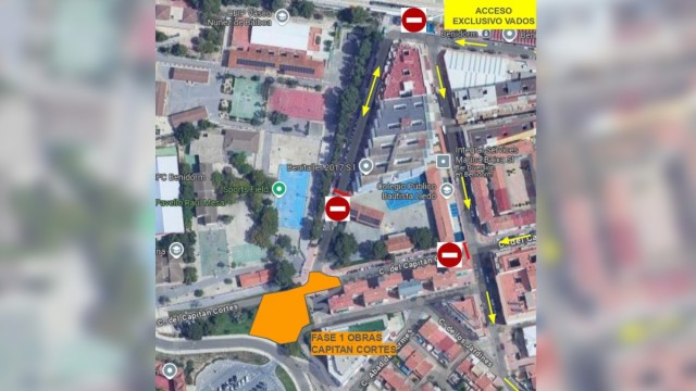 Estos son los cortes de tráfico por las de la calle Capitán Cortés de Benidorm