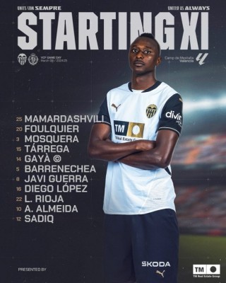 Este es el once del Valencia CF contra el Real Valladolid