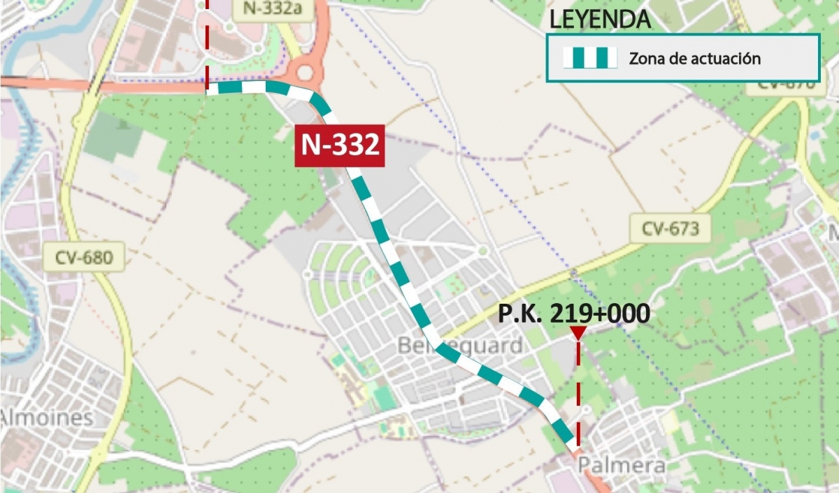 Transportes aprueba la mejora de la N-332 entre Bellreguard y Gandia por 3,2 millones