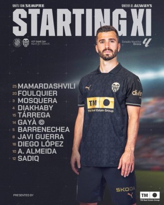 Este es el once del Valencia CF para enfrentarse al Girona FC