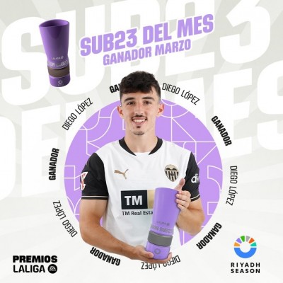 Diego López, elegido mejor jugador sub23 de LaLiga en marzo