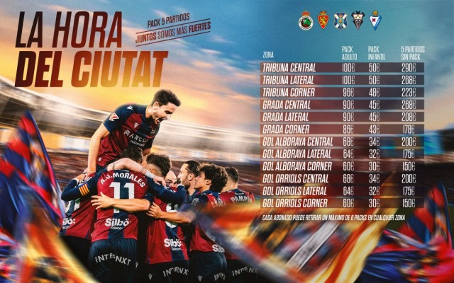 Levante ofrece a sus abonados entradas con descuento para los últimos 5 partidos en casa