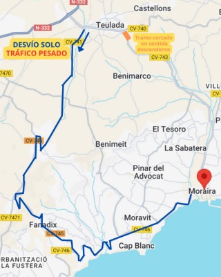 Teulada habilita otro acceso para llegar a Moraira por las obras de ampliación de la carretera 
