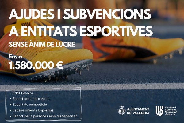 Abierto el plazo para solicitar las subvenciones a entidades deportivas de Valencia de la temporada 2024-2025