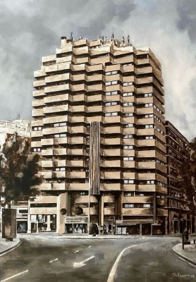 El pintor Aitor Pellicer captura con 'trazos de luz y memoria' los edificios y rincones más emblemáticos de Murcia