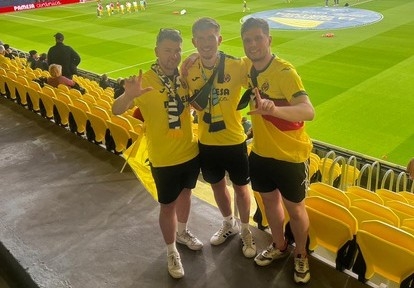 Jannik, Ruben y Niklas en el interior del Estadio de la Cerámica - Jannik, Ruben y Niklas en el interior del Estadio de la Cerámica