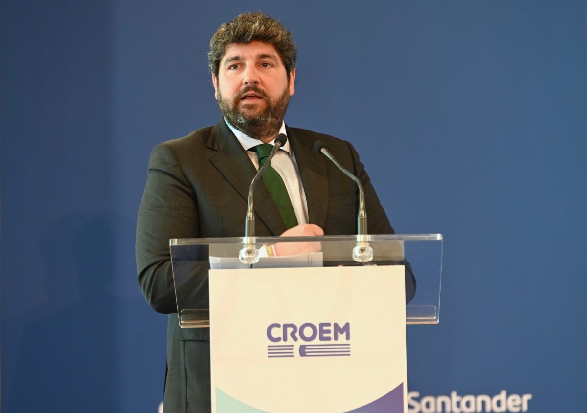 Fernando López Miras, en la clausura de la 47 asamblea de Croem. - Foto: CARM Fernando López Miras, en la clausura de la 47 asamblea de Croem.