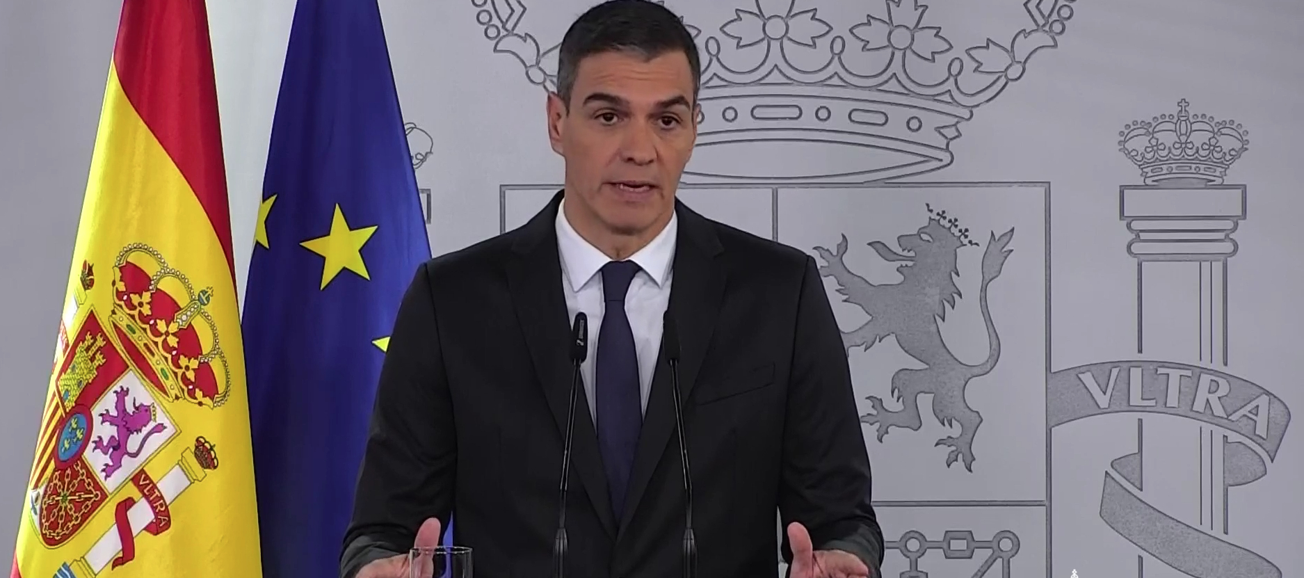 Pedro Sánchez, durante su comparecencia. Foto: VP - 