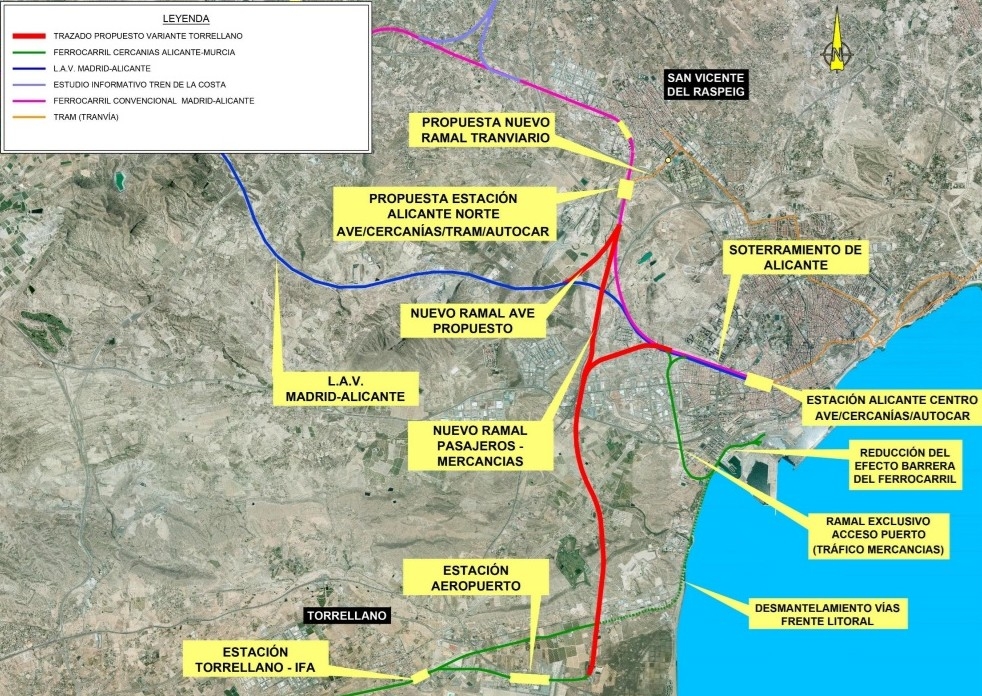 Mapa de la reordenación ferroviaria, según el estudio.