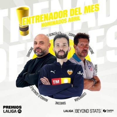 Corberán, nominado al entrenador del mes de abril en LaLiga
