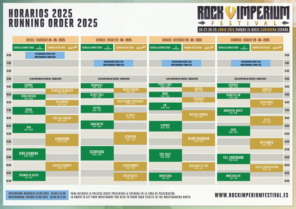 Horario del Rock Imperium - Horario del Rock Imperium
