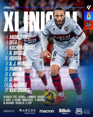 Este es el once del Levante UD para jugar frente al Real Oviedo