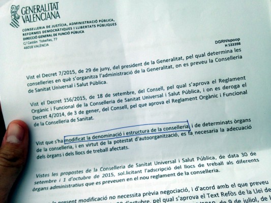 CSI-F critica la impresión de 180.000 páginas para notificar el cambio de nombre de las consellerias