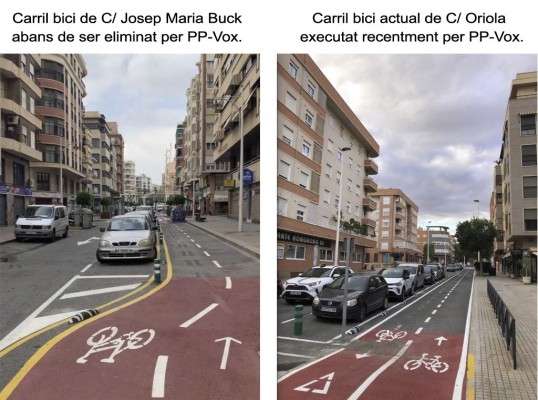 El Ejecutivo de Elche habilita un carril bici en calle Orihuela idéntico al que desmanteló en Josep Maria Buck 