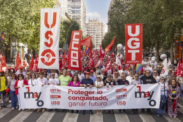 Murcia y Cartagena 'rugen' en la calle por los derechos de los trabajadores y la reducción de la jornada laboral