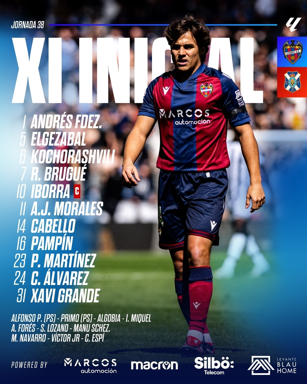 Este es el once del Levante UD para enfrentarse al CD Tenerife
