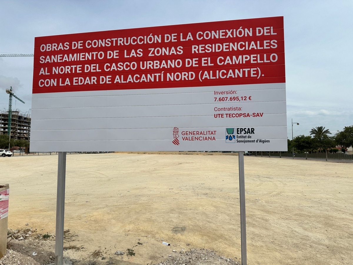Las obras de saneamiento de El Campello, completas al 80%; conectarán la zona norte con la EDAR