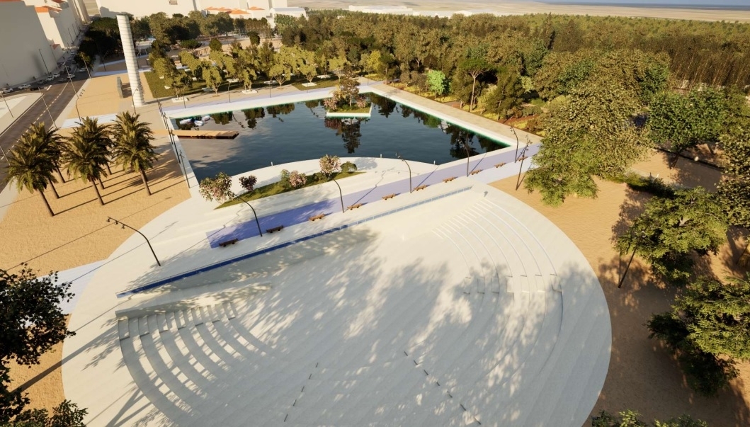 Infografía del estanque navegable del Censal Park. - Infografía del estanque navegable del Censal Park.