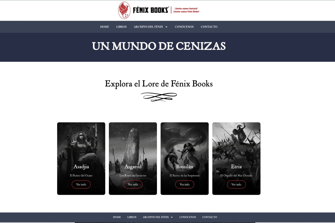 Una captura de la nueva web de la editorial Fénix Books