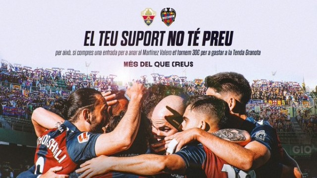 El Levante UD aporta 30 euros por cada entrada comprada al Elche CF