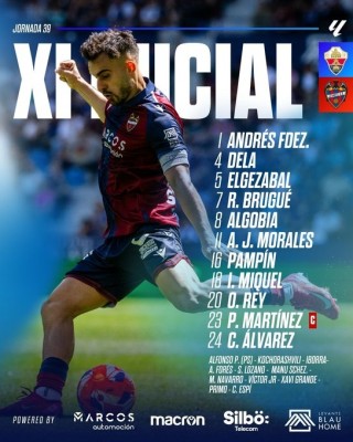Este es el once del Levante UD para jugar contra el Elche CF en el Martínez Valero