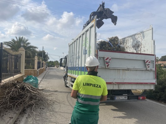 La recogida de poda puerta a puerta en el Camp d’Elx alcanza 1,5 millones de kilos de residuos al año