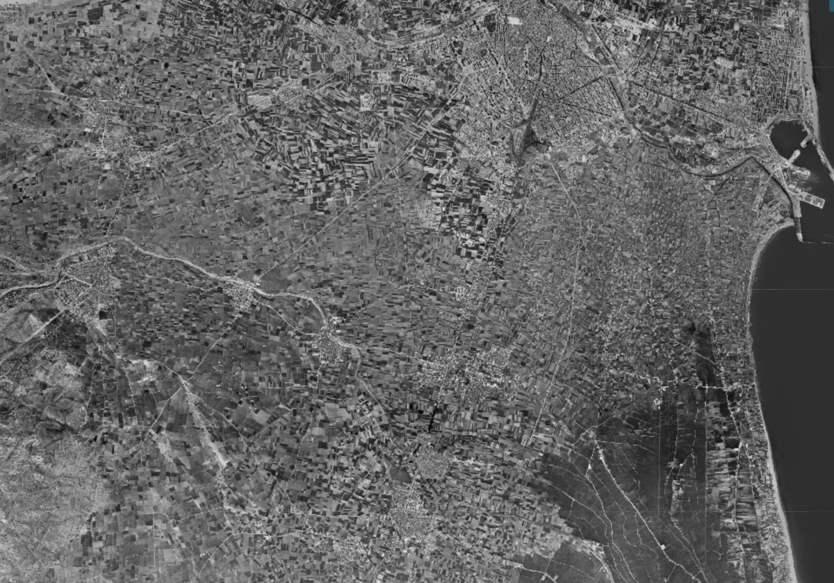 Visión aérea de la comarca en 1956