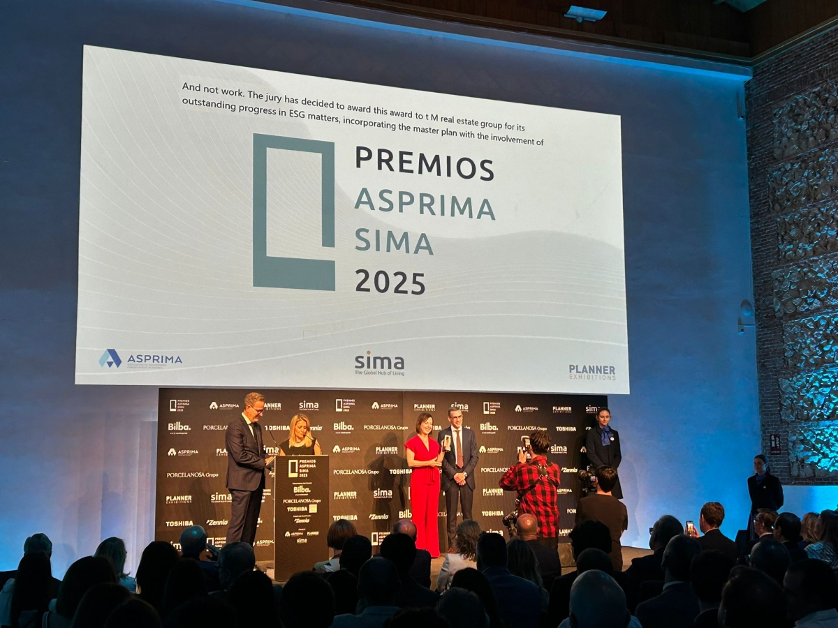 TM Grupo Inmobiliario, reconocida como Empresa con Mejor Progreso ESG en los Premios Asprima-Sima 2025. - Foto: PLAZA TM Grupo Inmobiliario, reconocida como Empresa con Mejor Progreso ESG en los Premios Asprima-Sima 2025.