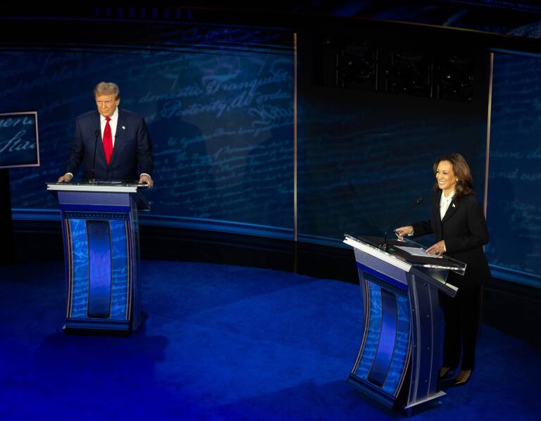 Debate electoral entre Donald Trump y Kamala Harris. Foto: MICHAEL LE BRECHT II/ZUMA PRESS/CONTACTOPHOTO - 