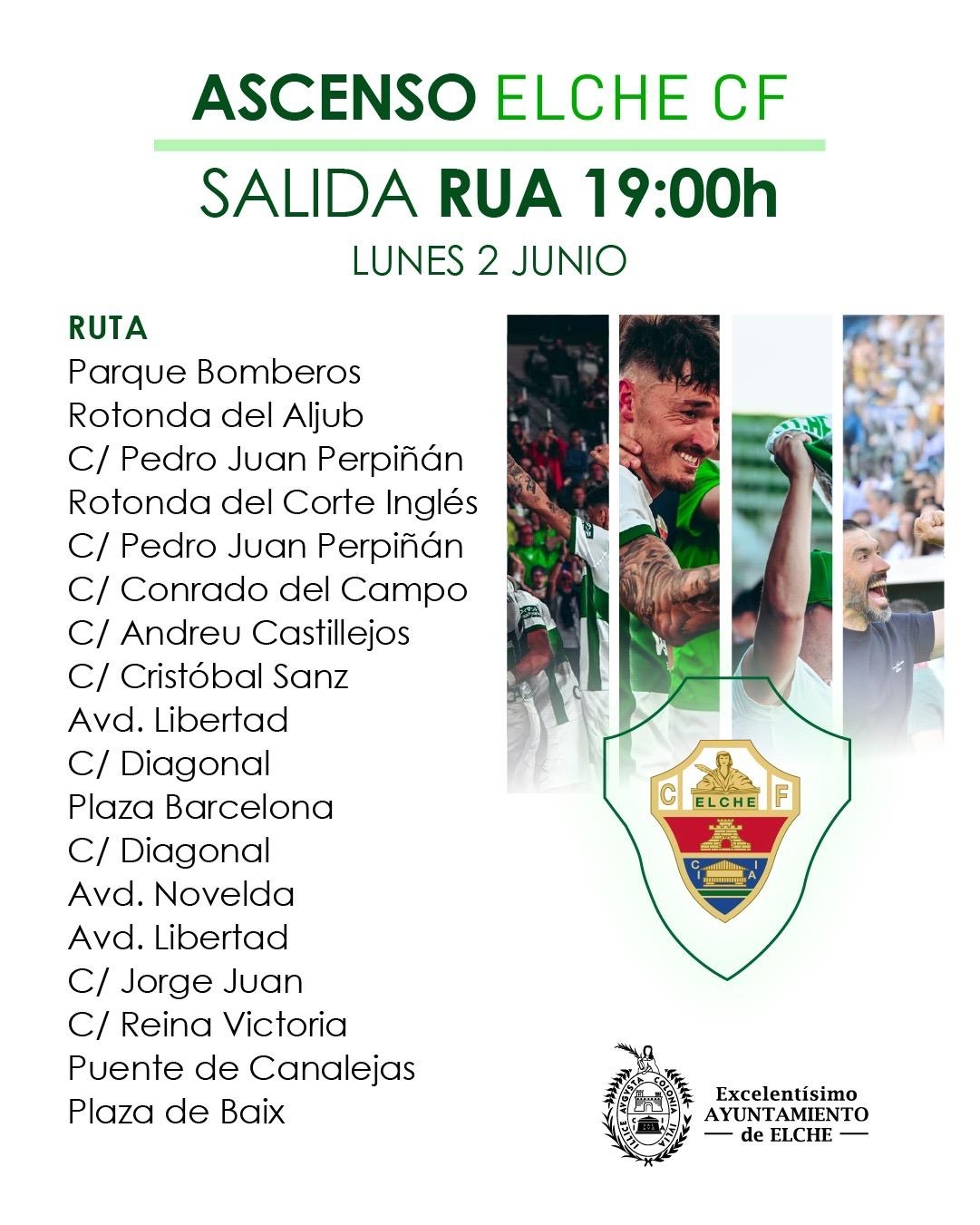 itinerario de la rúa del Elche CF.