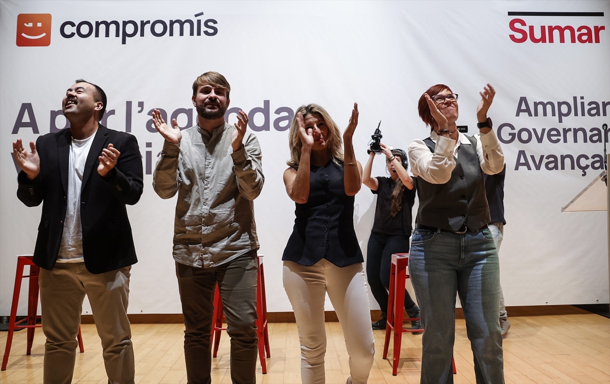 Nahuel González, Alberto Ibáñez, Yolanda Díaz y Àgueda Micó. - Foto: EP/Rober Solsona Nahuel González, Alberto Ibáñez, Yolanda Díaz y Àgueda Micó.