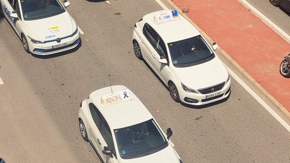 Las autoescuelas protestan por el centro de Alicante para reclamar más examinadores 