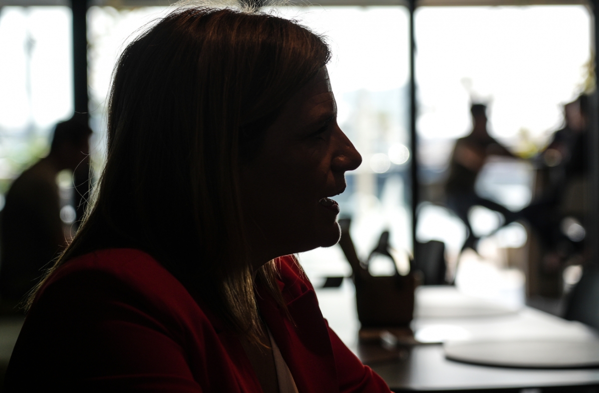 Pilar Bernabé durante la entrevista. - Foto: EDUARDO MANZANA Pilar Bernabé durante la entrevista.