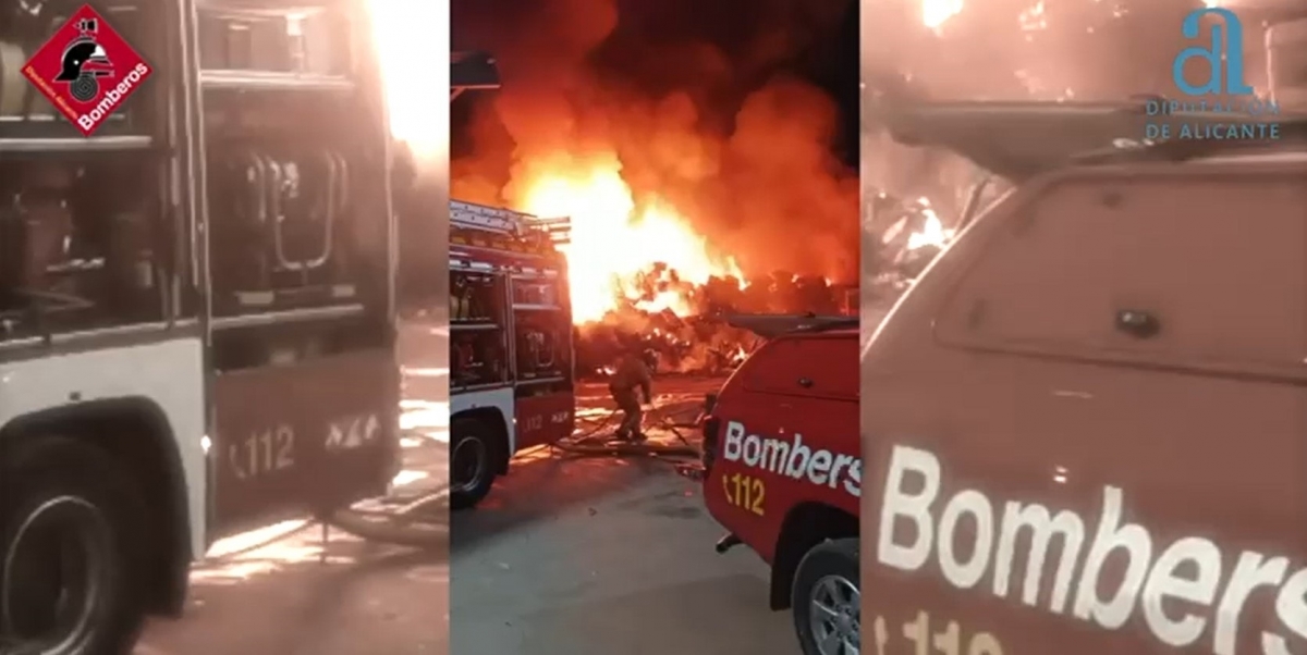 Estabilizan un incendio en el exterior de un desguace en Muro de Alcoy