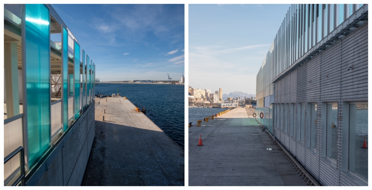 Perspectivas de la línea de atraque del muelle 14 del Puerto de Alicante.