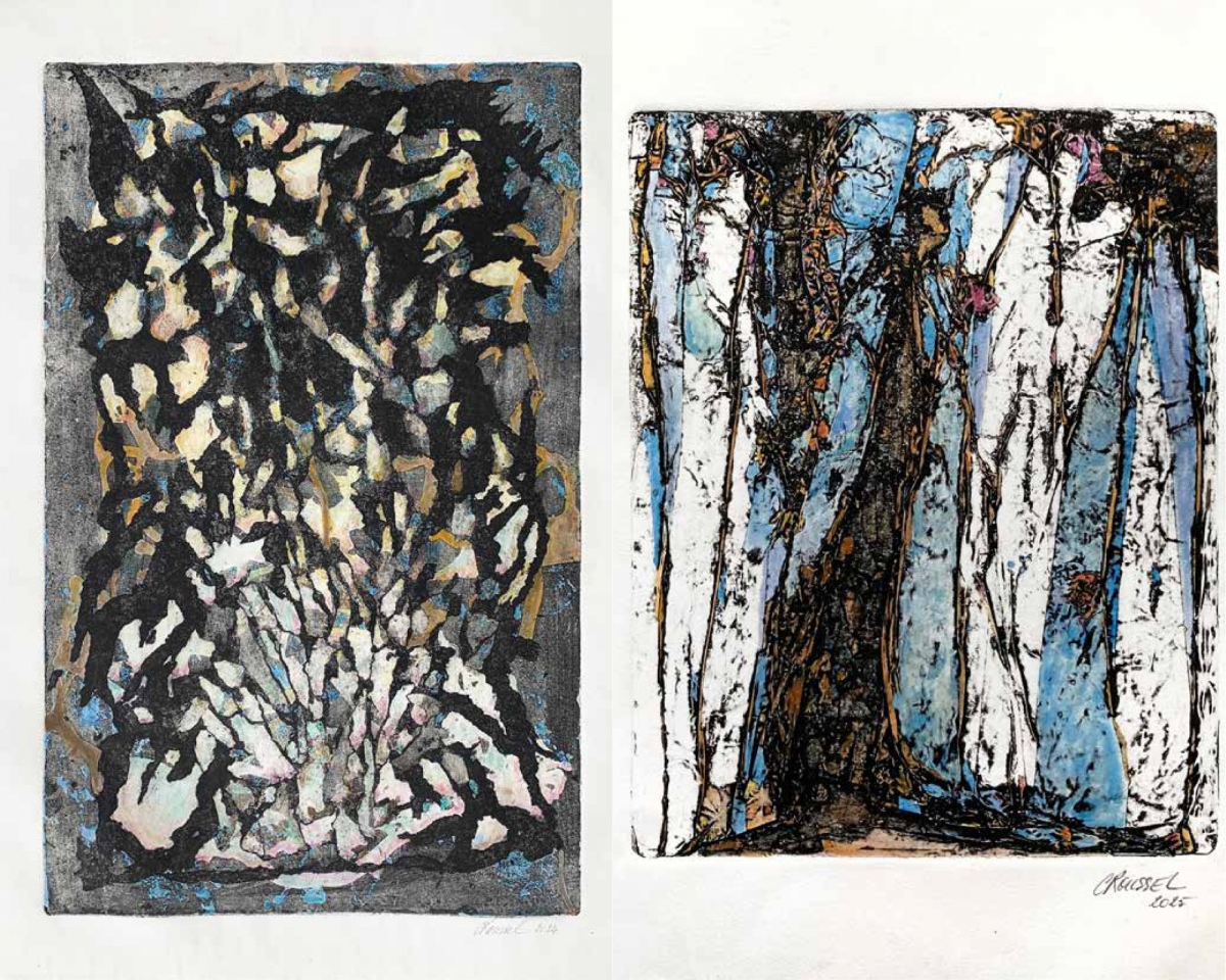 Dos de los grabados expuestos por Chantal Roussel en el museo Berreby - Dos de los grabados expuestos por Chantal Roussel en el museo Berreby