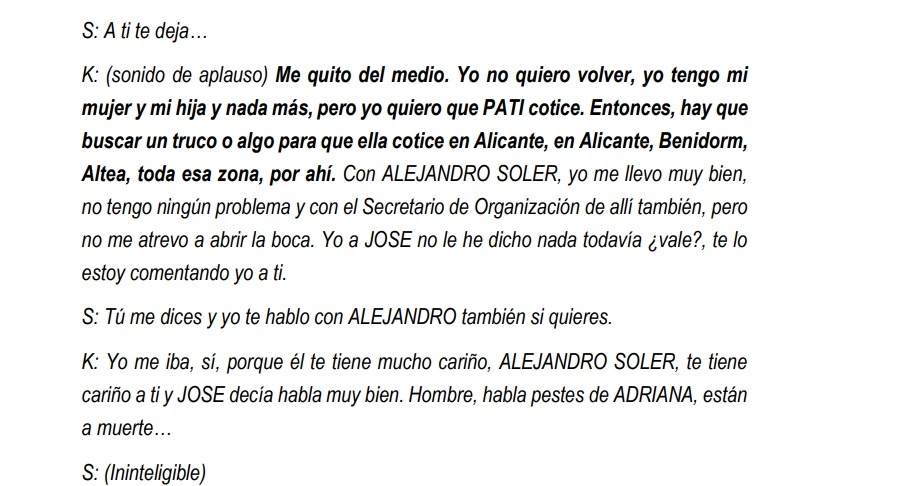 Conversación incluida en el informe de la UCO. - Conversación incluida en el informe de la UCO.