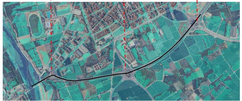 Propuesta de drenaje longitudinal hacia el río Albaida.