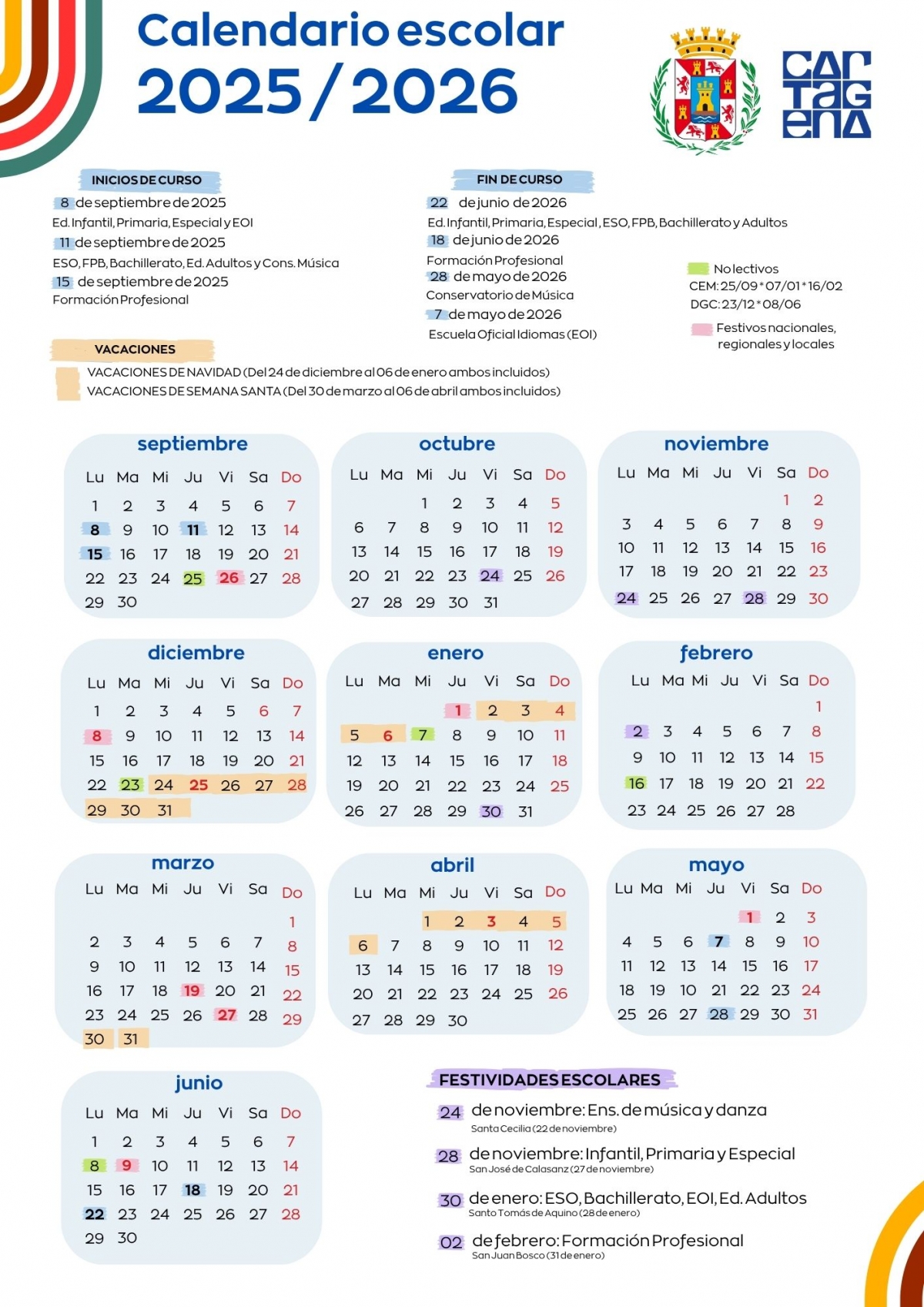 Calendario escolar de Cartagena - Calendario escolar de Cartagena