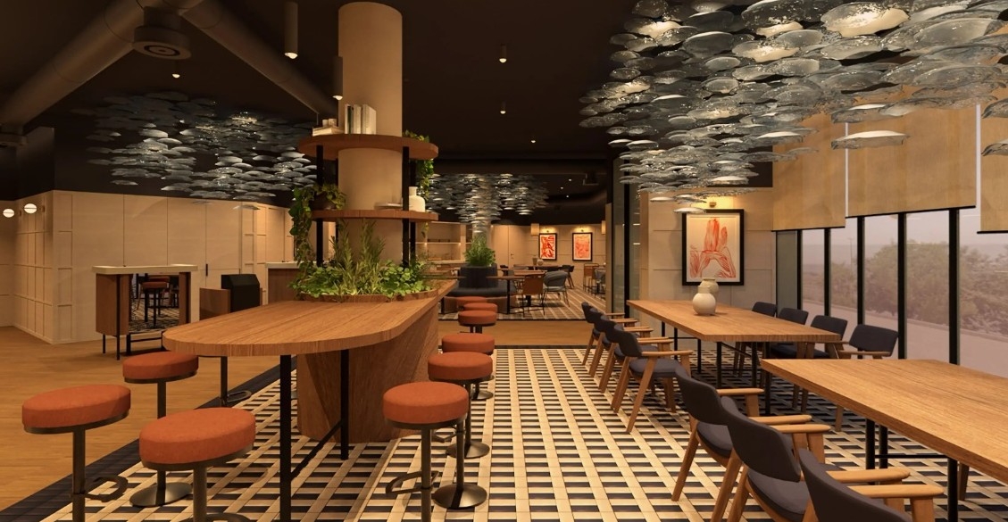Recreación virtual del espacio de desayunos del nuevo hotel de B&B en Alicante. - Recreación virtual del espacio de desayunos del nuevo hotel de B&B en Alicante.