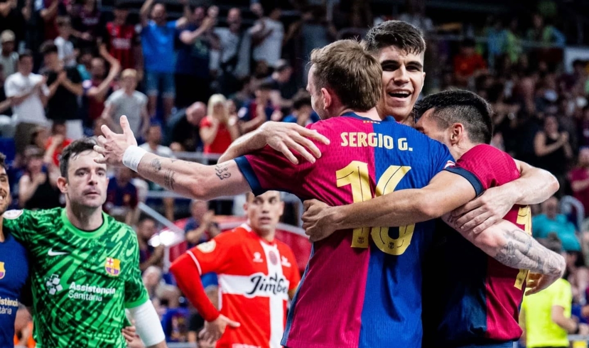 El Barça se adelantó en la final de la Liga de la Primera División de fútbol sala ante el Jimbee. - Foto: FCB