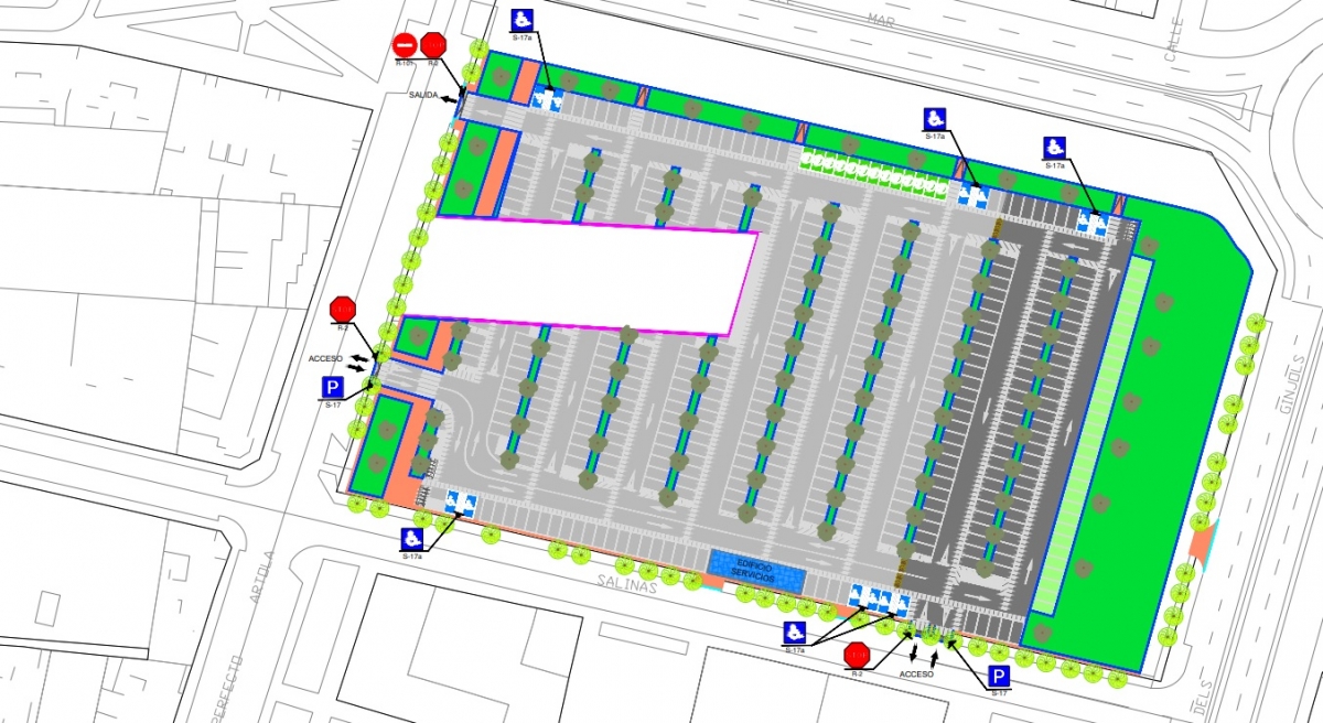 Plano de cómo será el aparcamiento disuasorio una vez finalizadas las obras. - Plano de cómo será el aparcamiento disuasorio una vez finalizadas las obras.