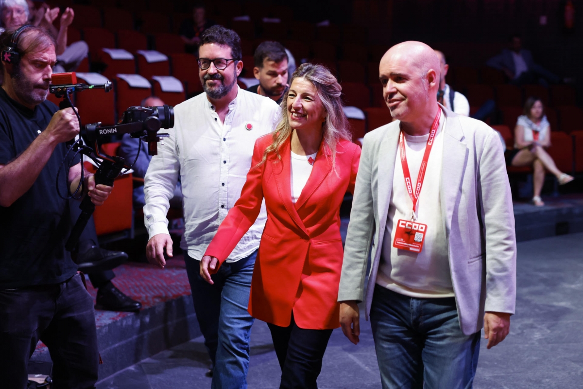 La vicepresidenta segunda del Gobierno, Yolanda Díaz; el secretario general de CCOO, Unai Sordo. - Foto: EFE/MARISCAL La vicepresidenta segunda del Gobierno, Yolanda Díaz; el secretario general de CCOO, Unai Sordo.