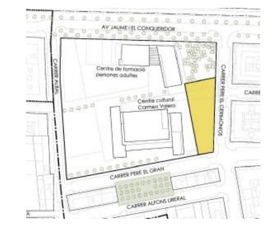 En amarillo, el solar donde se prevé ubicar el nuevo centro de salud en Silla.