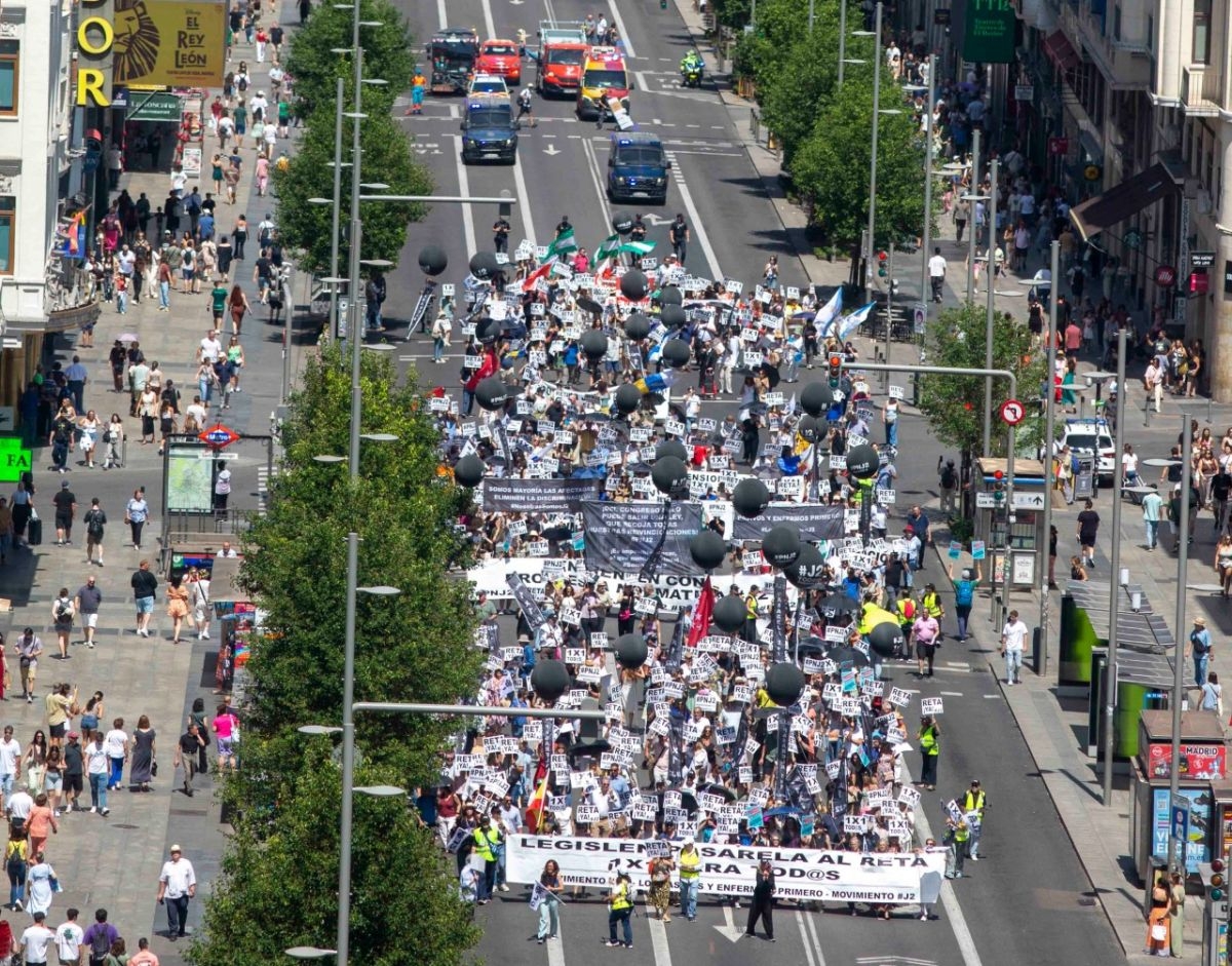 Manifestación convocada por el colectivo J2 en la Gran Vía de Madrid. - Foto: SERVIMEDIA