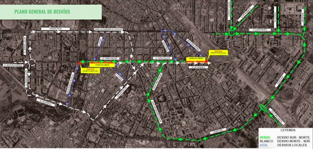 Itinerarios alternativos para los vehículos privados
